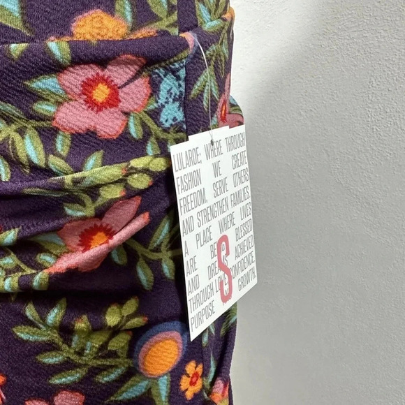 LuLaRoe Cassie Pencil Skirt Purple Floral Polka Dots Size Small S - Picture 6 of 9